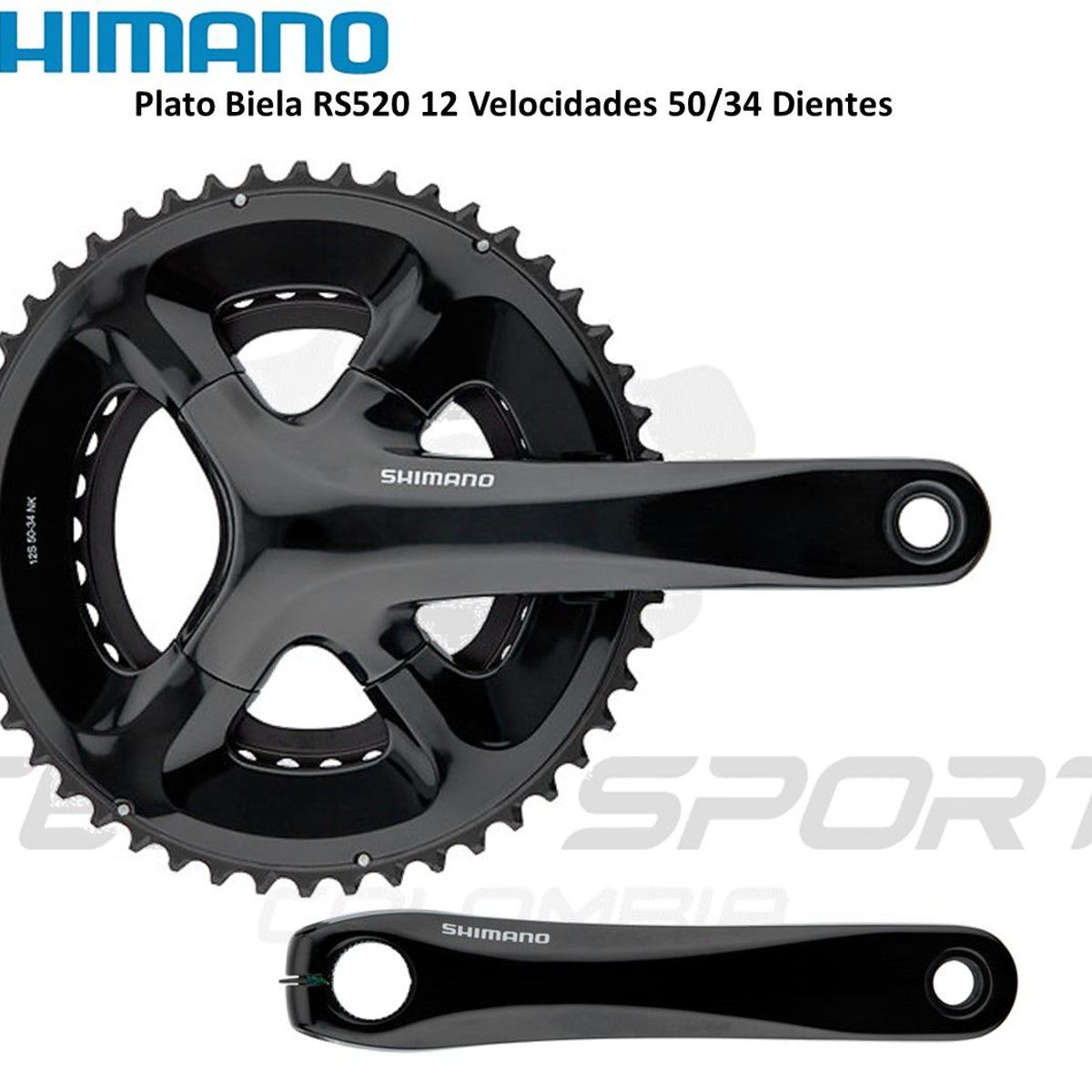 SHIMANO - Plato Biela Shimano 105 Rs520 12 Velocidades Biplato 50/34