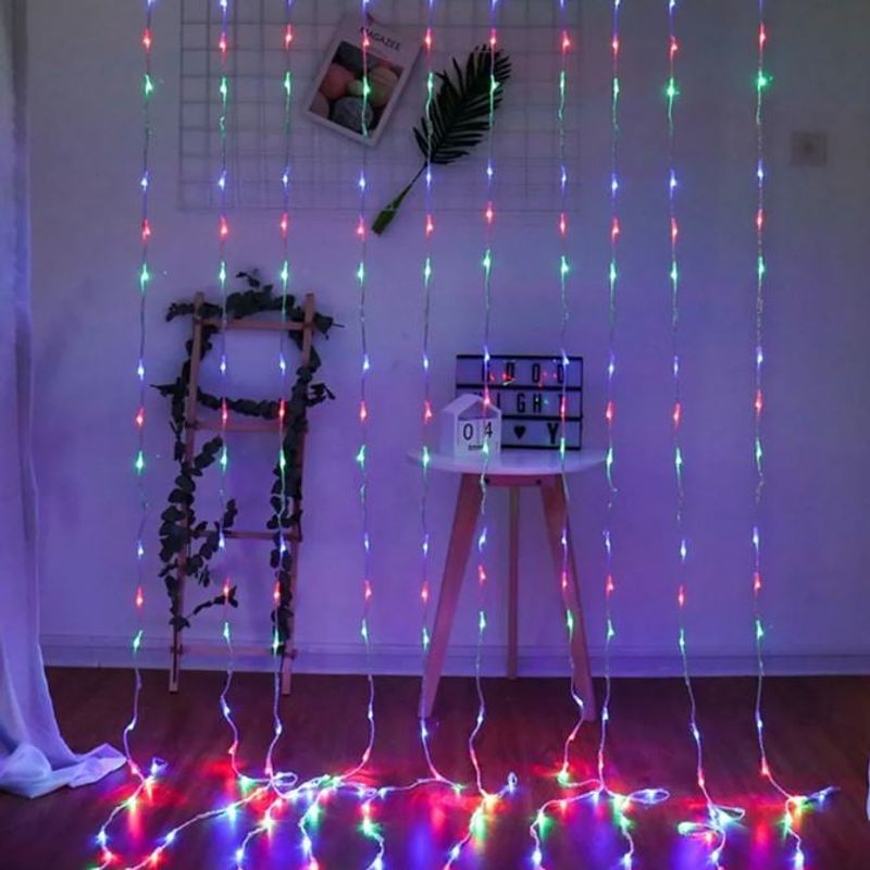 GENERICO - Cascada 6x2 M Efecto Sube y Baja Navidad Luz Led Decoración Multicolor