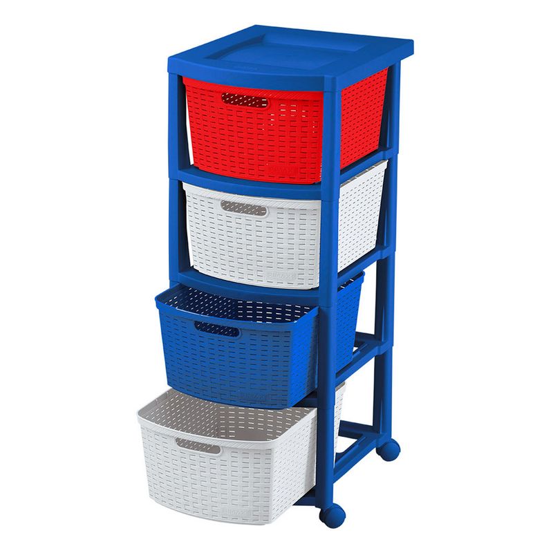 RIMAX - Cajonero Apariencia Rattan Rimax 4 Gavetas Altas Nautico