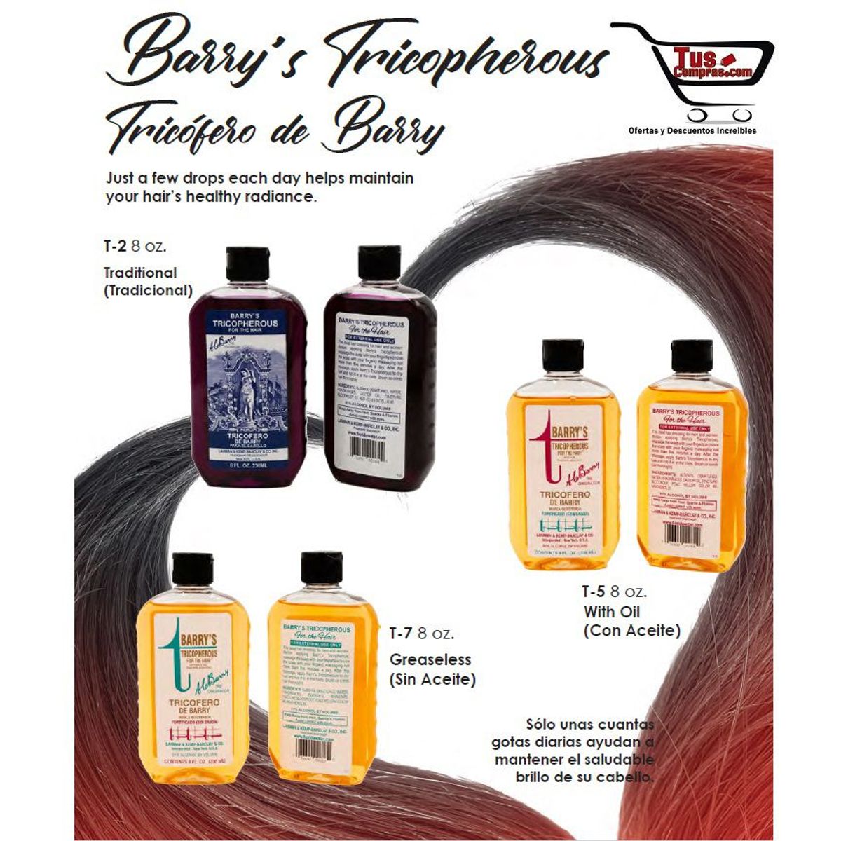 GENERICO - Tónico capilar TRICOFERO DE BARRY fortificado con grasa de 8oz 236ml