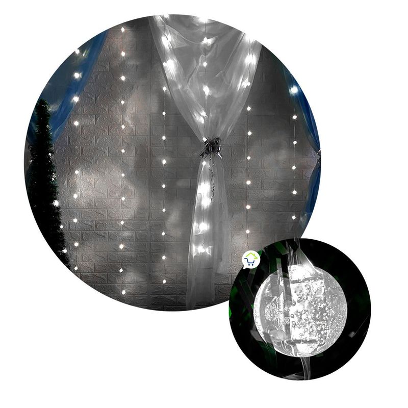 COMPRALOENCASA COM - Cortina Esferas Navidad 2.8 x 1.9 m 120 LED Cristal Luces 1816A