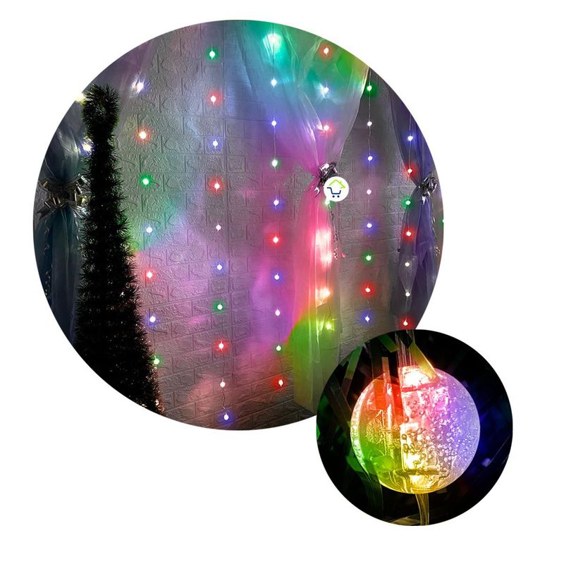 COMPRALOENCASA COM - Cortina Esferas Navidad 2.8 x 1.9 m 120 LED Cristal Luces 1817A