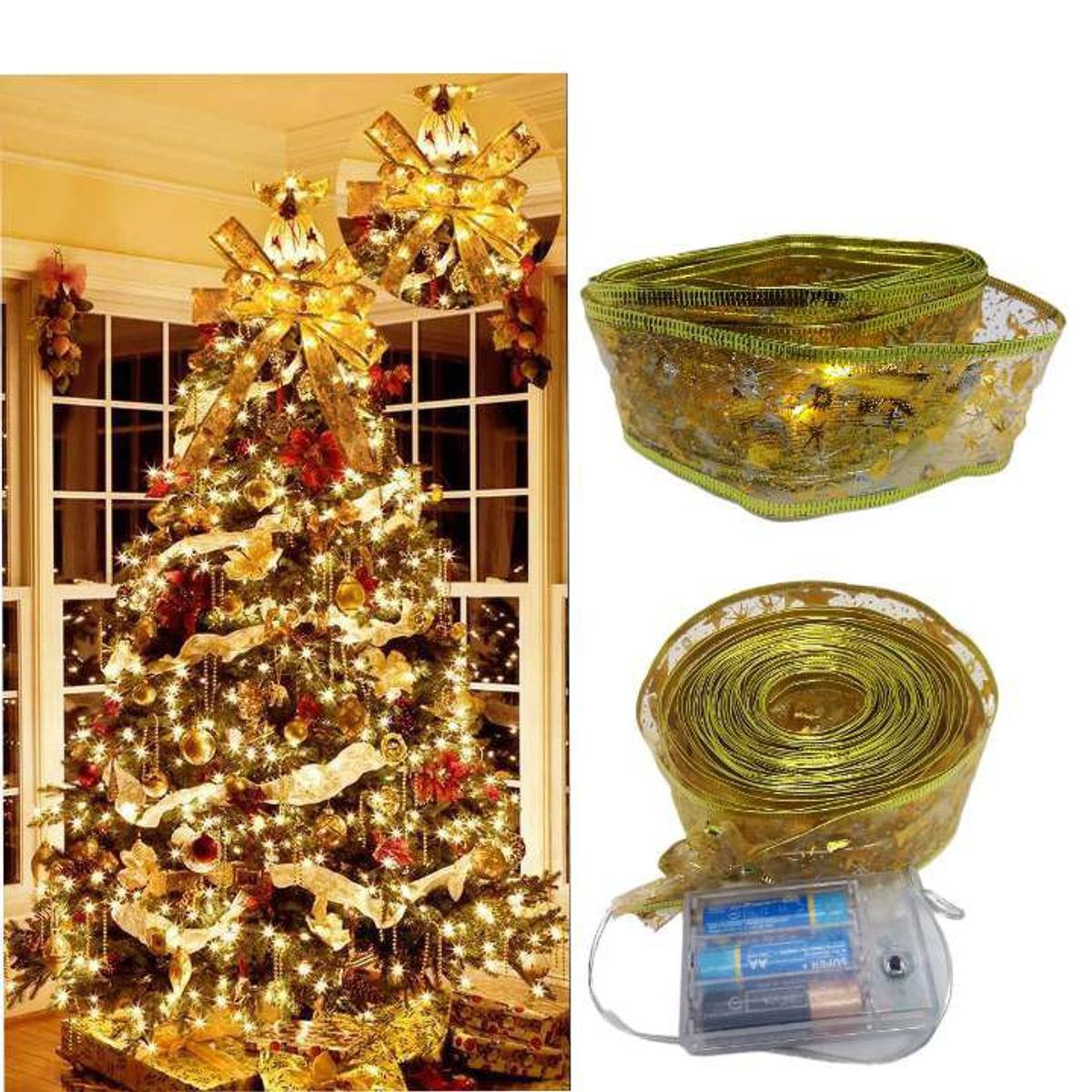 GENERICO - luces guirnalda navideña cinta decoración arbol navidad luces Led 10M