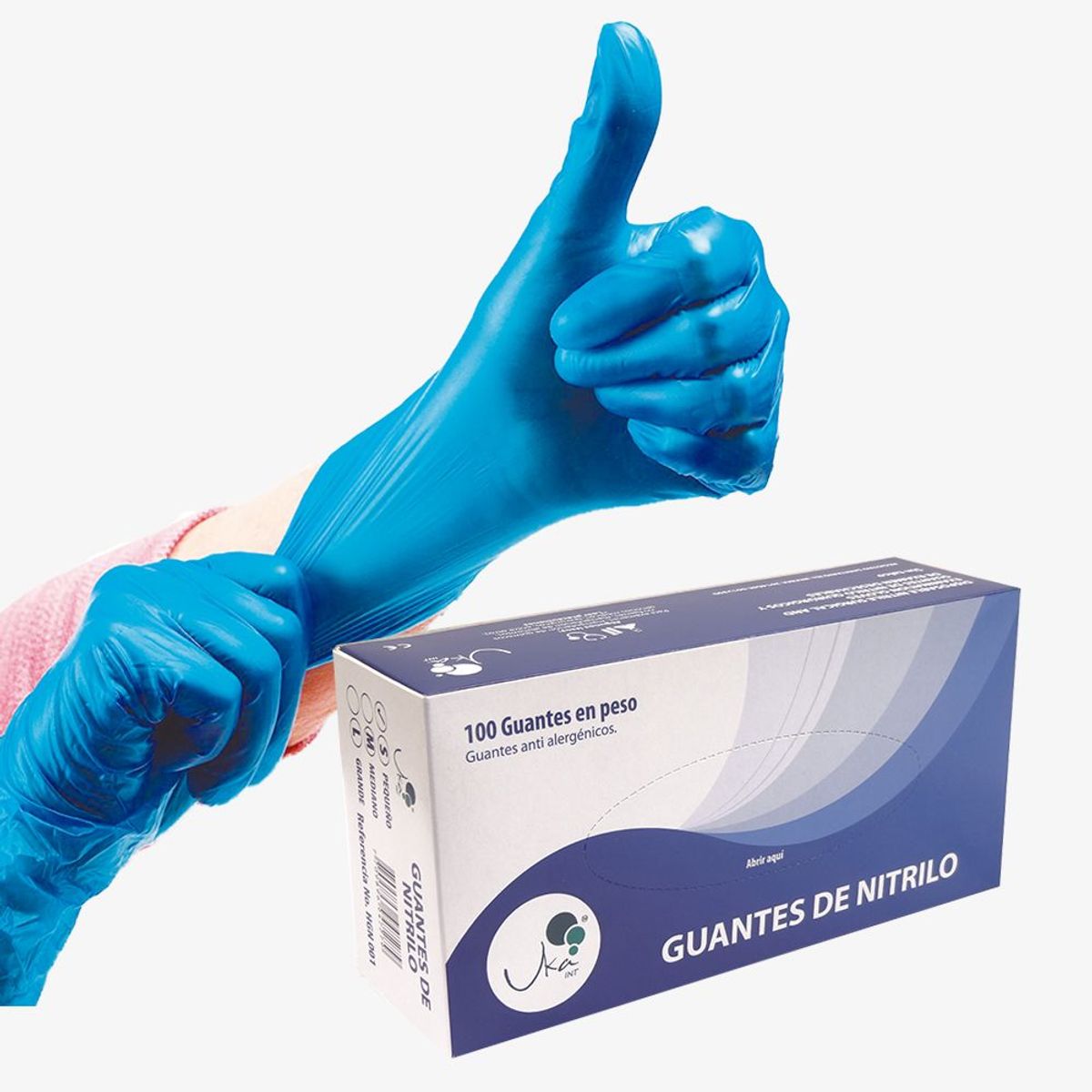 UKAINT - Guante nitrilo azul x 100 unidades talla M