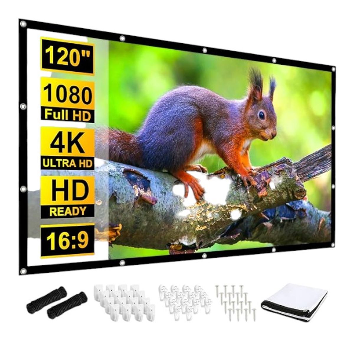 GENERICO - Pantalla Telón De Proyector 120 Pulg Plegable Antiarrugas Formato 16:9