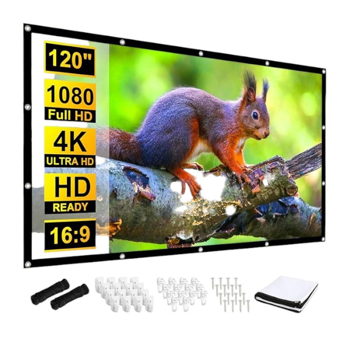 GENERICO - Pantalla Telón De Proyector 120 Pulg Plegable Antiarrugas Formato 16:9