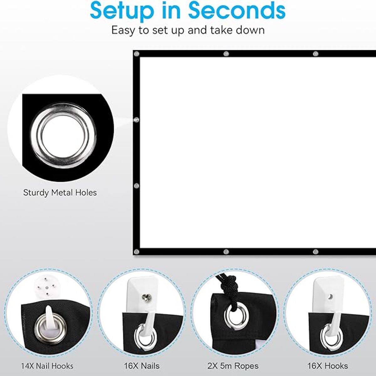 GENERICO - Pantalla Telón De Proyector 120 Pulg Plegable Antiarrugas Formato 16:9