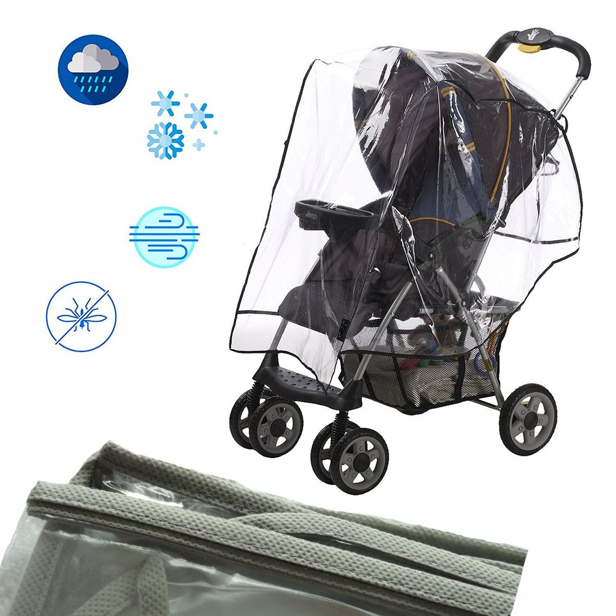 GENERICO - Forro plástico protector de lluvia coche para bebe Rojo