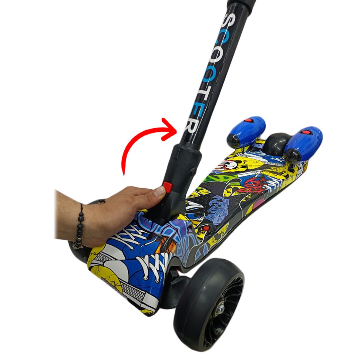 BABY ON - Patineta Scooter Con Humo Para Niños Bluetooth Y Luces Azul