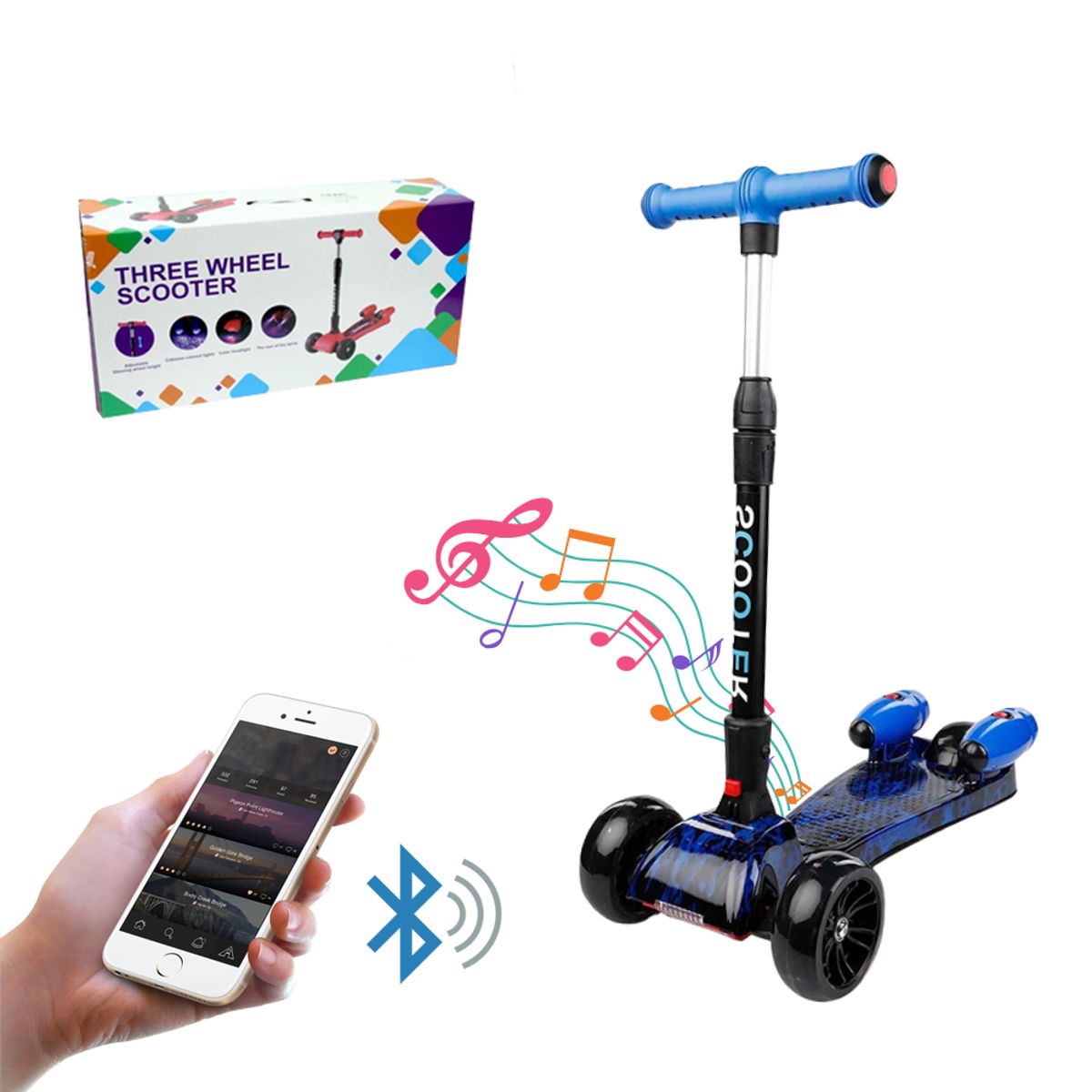 BABY ON - Patineta Scooter Con Humo Para Niños Bluetooth Luces Nebula