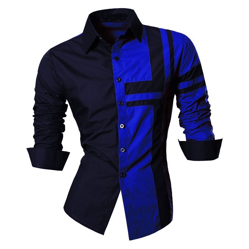 GENERAL - Camisa Hombre Moda Elegante Estilo Moderno Manga Larga Azul