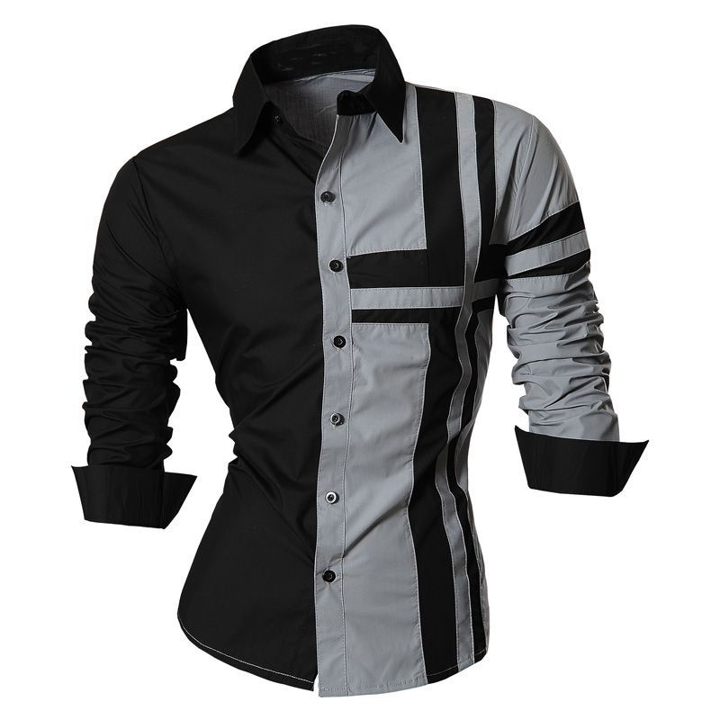 GENERAL - Camisa Hombre Moda Elegante Estilo Moderno Manga Larga Gris