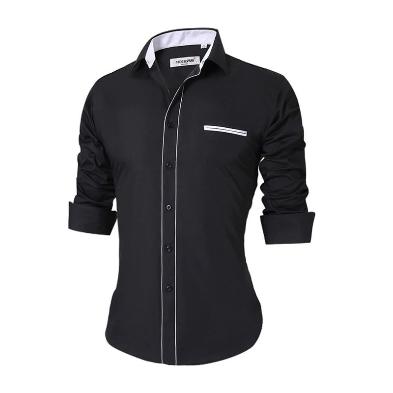 GENERAL - Camisa Para Hombre Elegante Exclusiva Manga Larga Negro