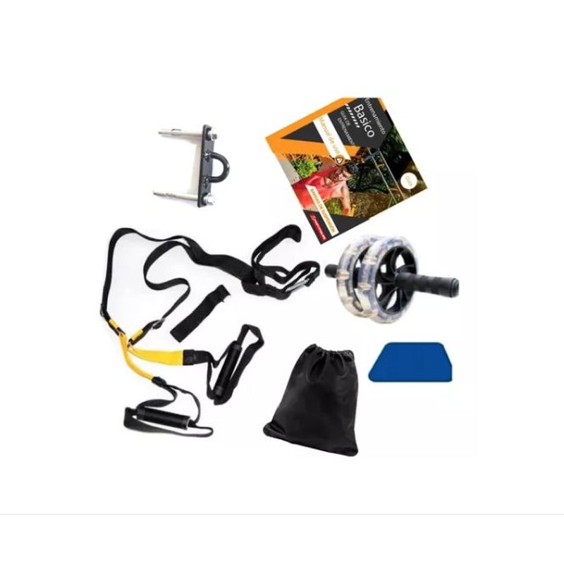 GENERICO - Kit Rueda Abdominal Silicona Tapete Bandas Suspensión
