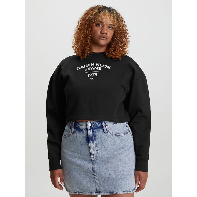 CALVIN KLEIN - Saco Cropped Universitaria Con Logo Mujer Negro Calvin Klein