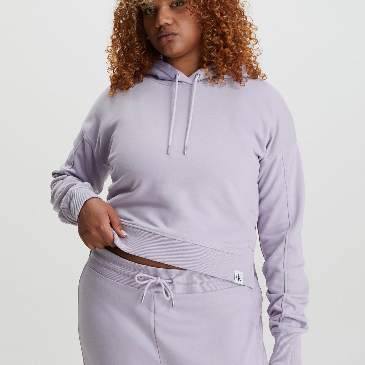 CALVIN KLEIN - Buzo Morado Con Gorro Cropped Holgada Para Mujer Calvin Klein