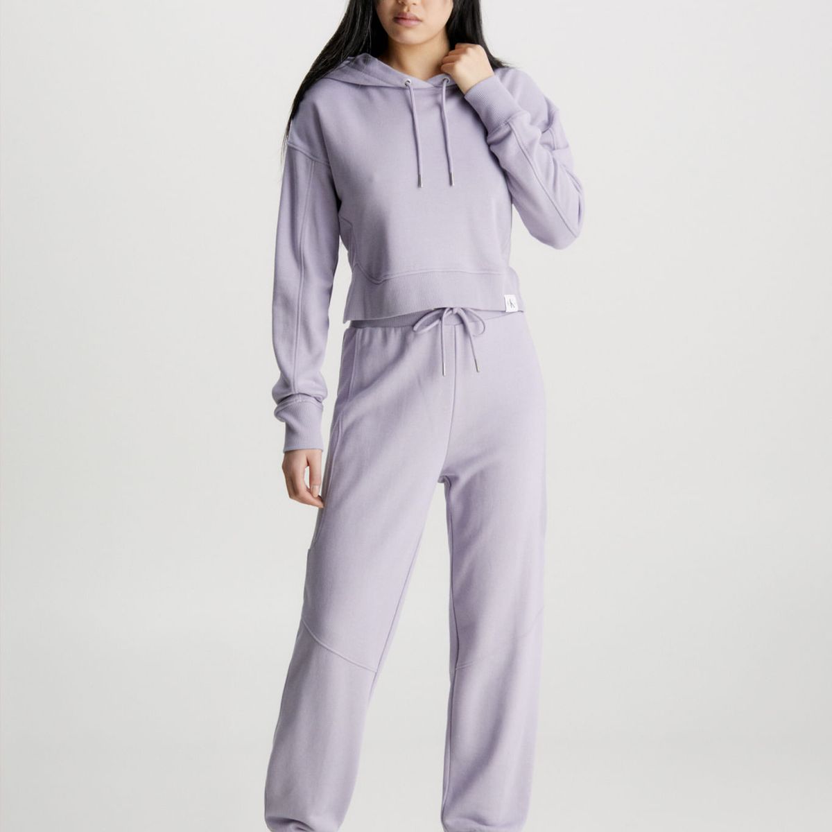 CALVIN KLEIN - Buzo Morado Con Gorro Cropped Holgada Para Mujer Calvin Klein