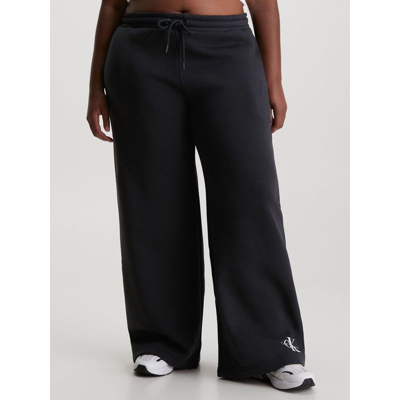 CALVIN KLEIN - Pantalón Recto De Chándal Con Monograma Mujer Negro Calvin Klein
