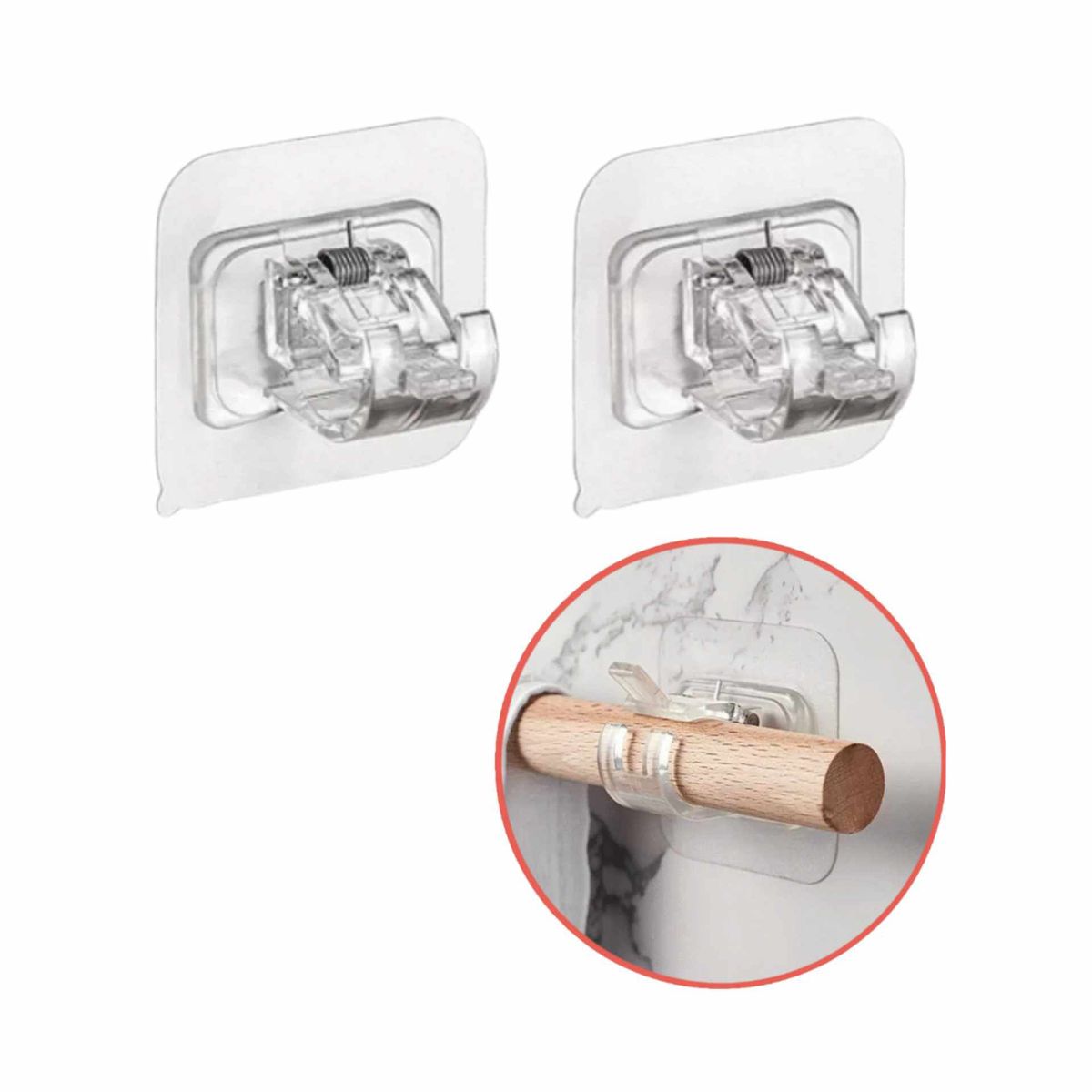 GENERICO - Soporte Gancho Adhesivo Tubo Cortina Sin Perforar Multiuso X2