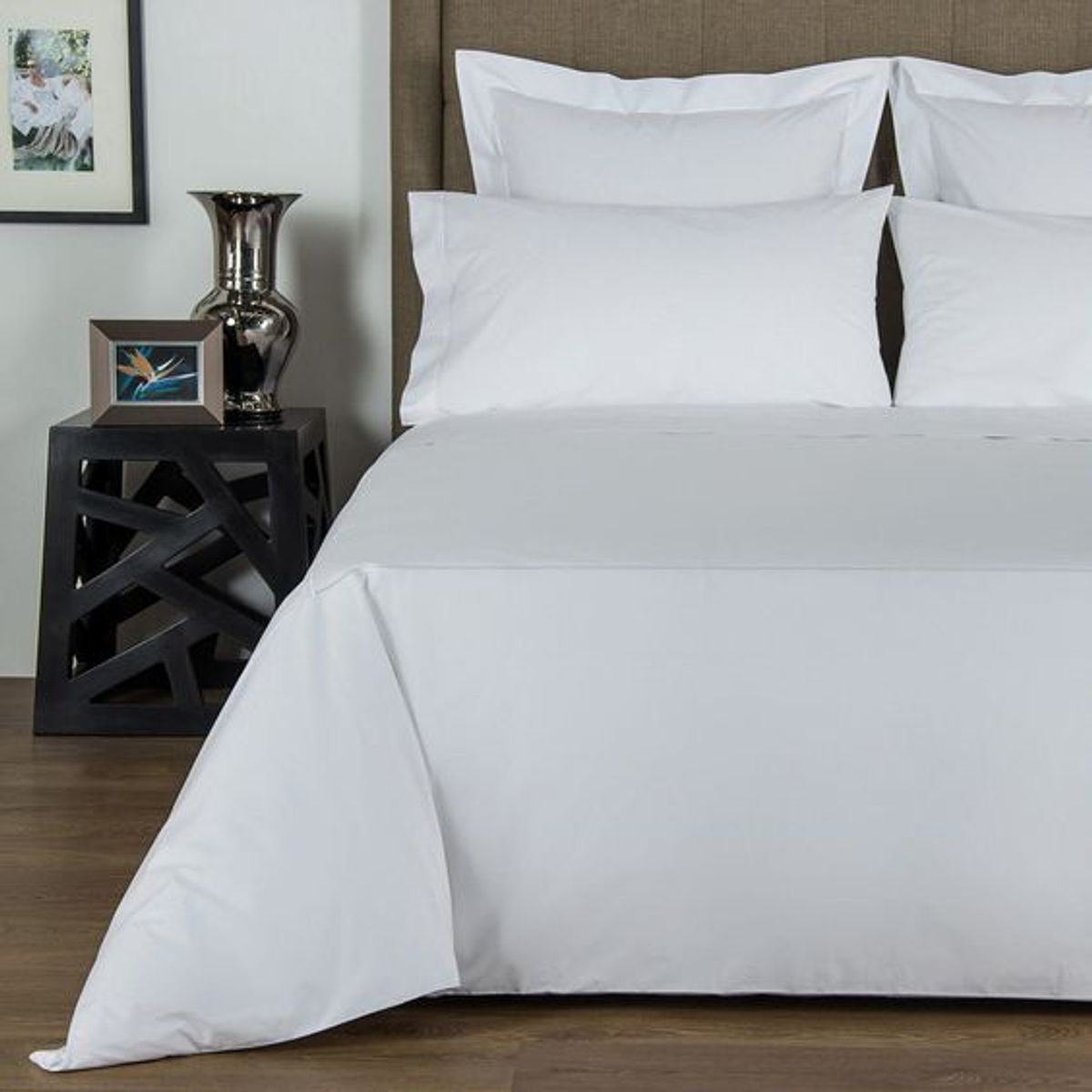 KARYTEX - Juego de Sabanas Hotelero Doble 250 Hilos Primavera 50% Algodón - 50% Poliéster Blanco - Karytex