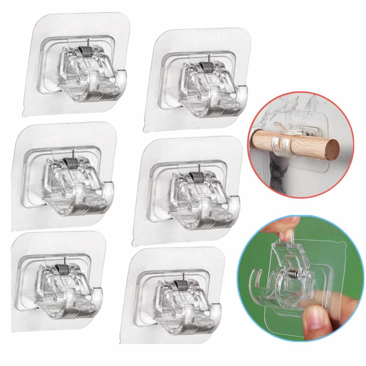 GENERICO - Soporte Gancho Tubo Cortina gancho Adhesivo multiuso Sin Perforar X6