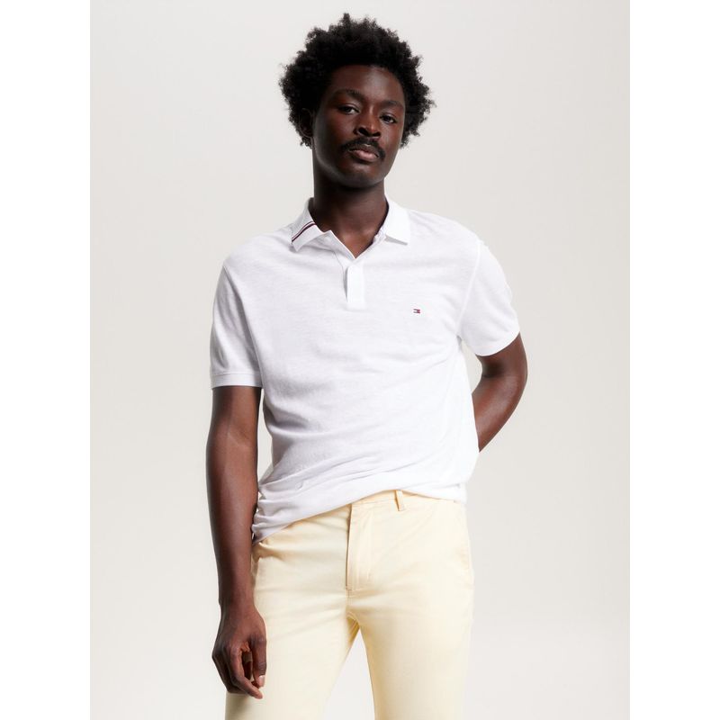TOMMY HILFIGER - Polo Con Cinta Distintiva En El Cuello Hombre Blanco Tommy Hilfiger