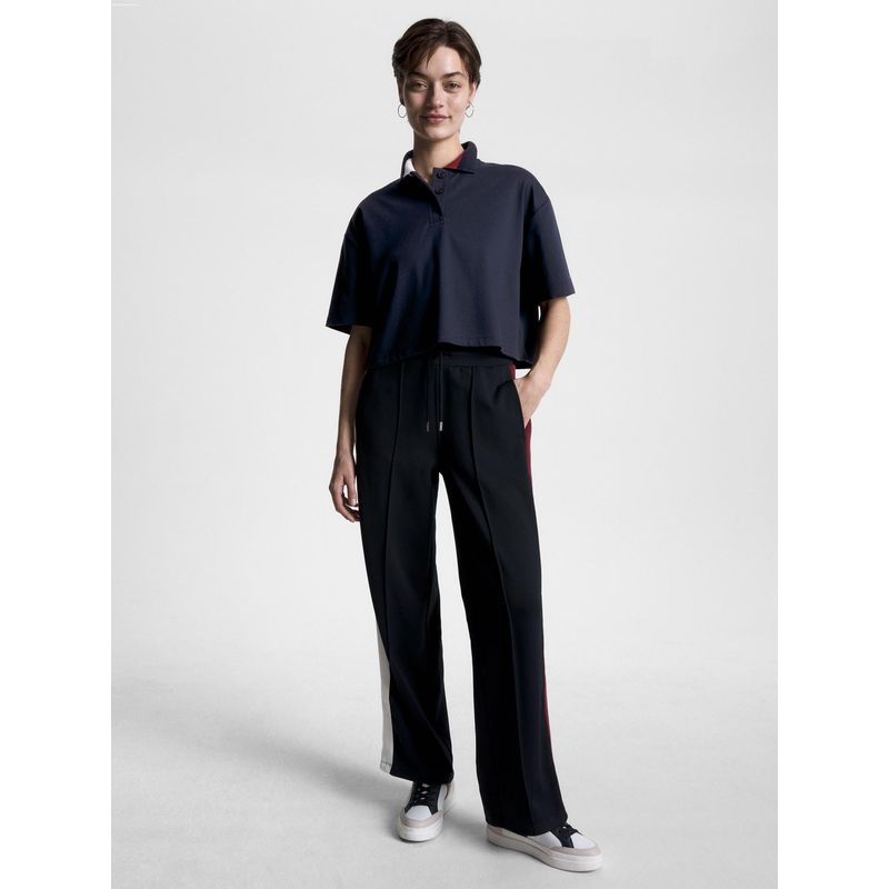 TOMMY HILFIGER - Polo Global Stripe De Corte Amplio Mujer Azul Tommy Hilfiger