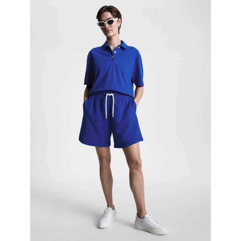 TOMMY HILFIGER - Polo Azul De Media Manga Con Logo Bordado Para Mujer Tommy Hilfiger