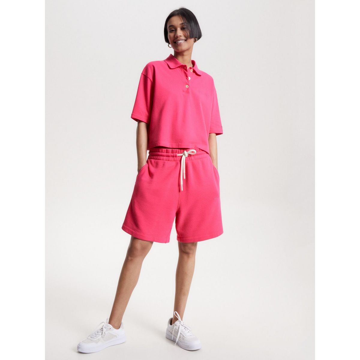 TOMMY HILFIGER - Polo Rosada de Media Manga Con Logo Bordado Para Mujer Tommy Hilfiger