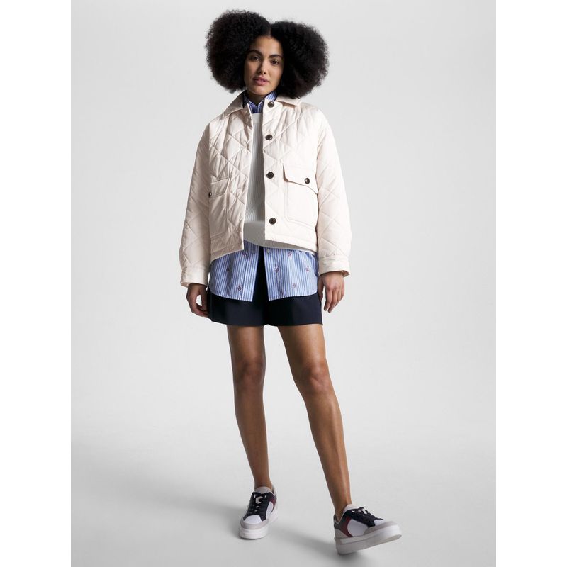 TOMMY HILFIGER - Chaqueta Con Diseño Acolchado A Rombos Mujer Blanco Tommy Hilfiger