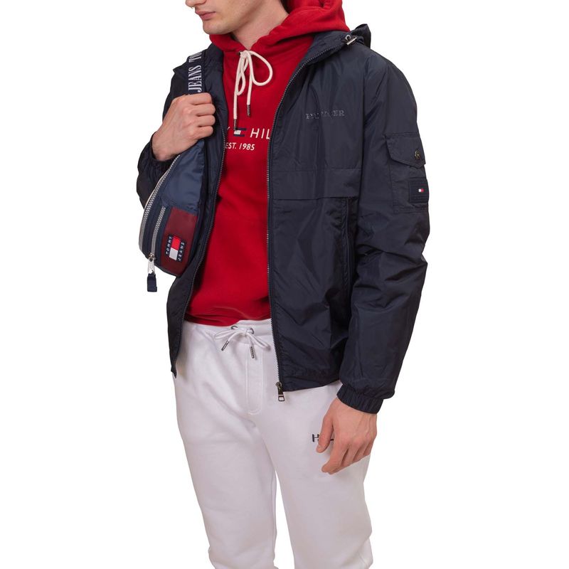 TOMMY HILFIGER - Chaqueta Azul Cortavientos Estándar Para Hombre Tommy Hilfiger