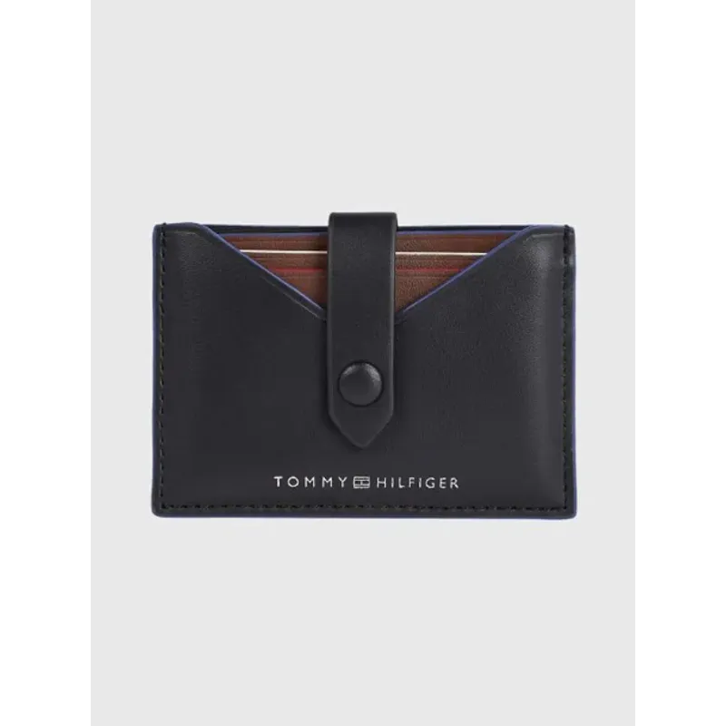 TOMMY HILFIGER - Tarjetero Cuero Con Cierre A Presión Hombre Azul Tommy Hilfiger