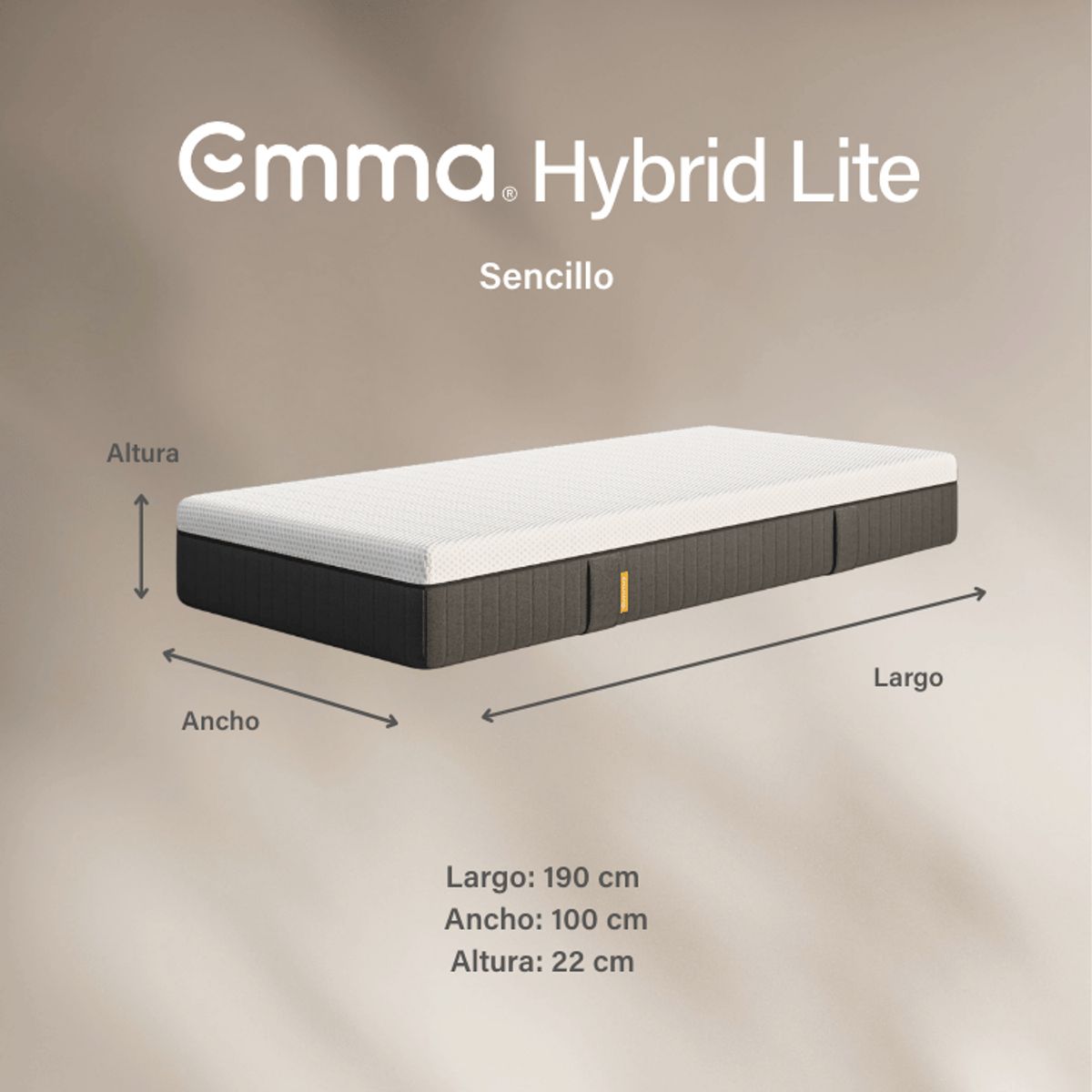 EMMA - Colchón Lite Sencillo con Soporte Ergonómico y Tecnología Alemana