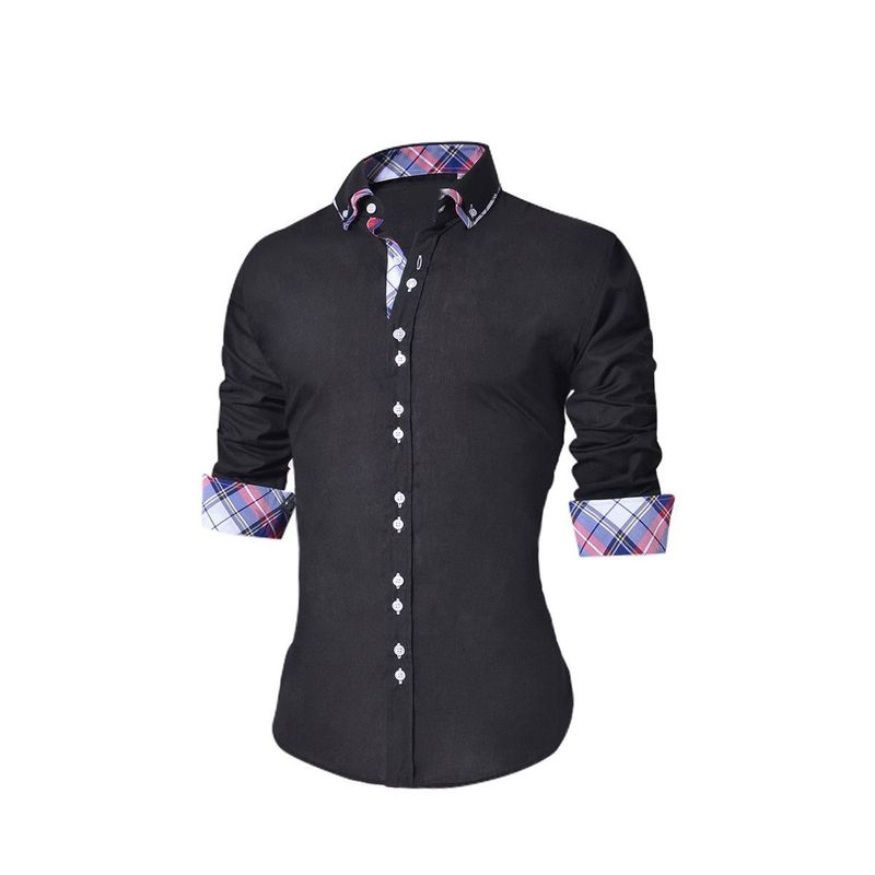 GENERAL - Camisa Para Hombre Manga Larga Elegante Moderno Negro