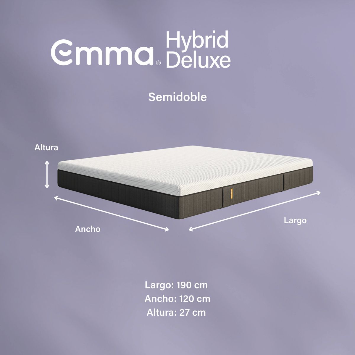 EMMA - Colchón Deluxe Semidoble con Tecnología de Enfriamiento