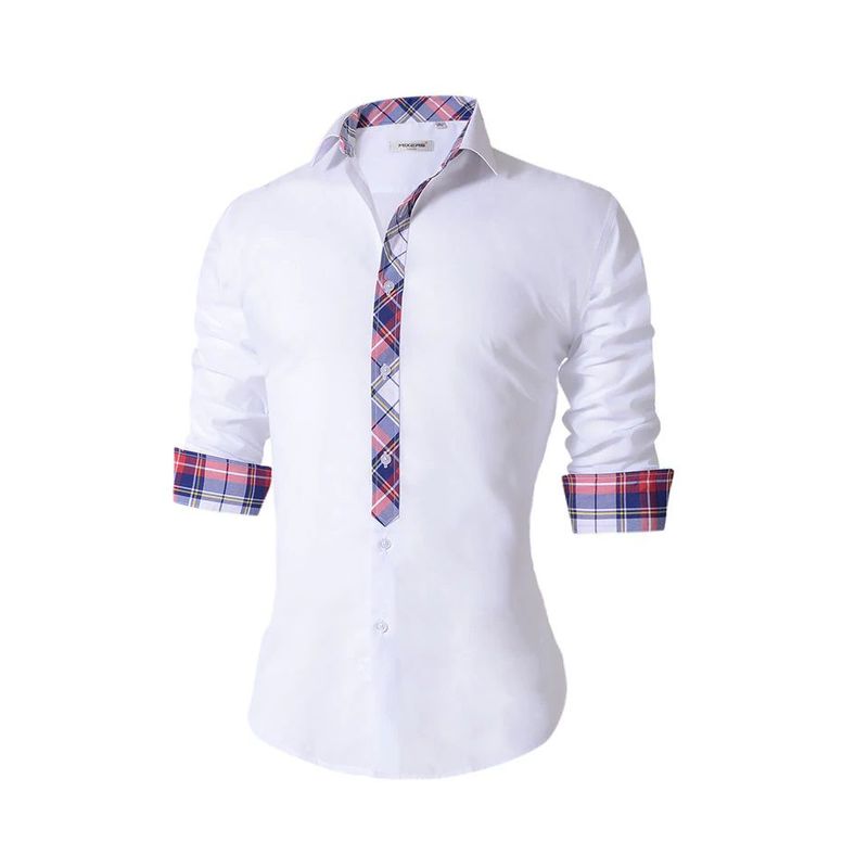 GENERAL - Camisa Hombre Manga Larga Moda Elegante Moderno Blanco