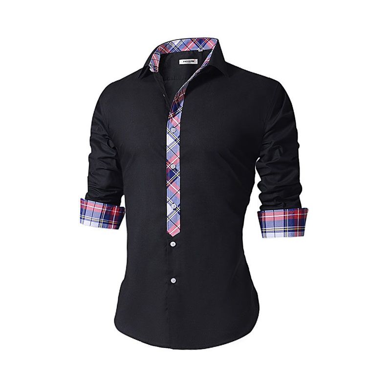 GENERAL - Camisa Hombre Manga Larga Moda Elegante Moderno Negro