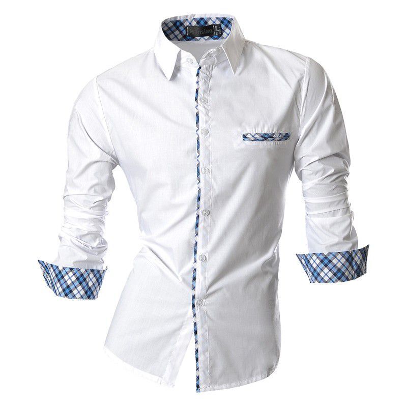 GENERAL - Camisa Hombre Manga Larga Elegante Estilo Moderno Blanco