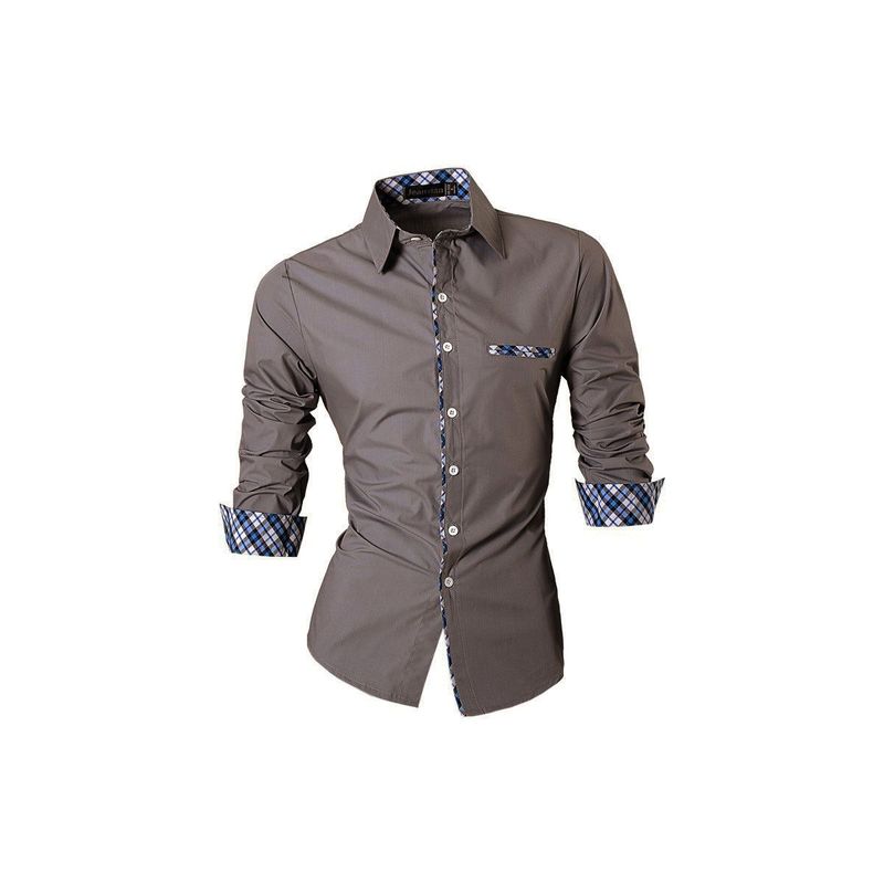 GENERAL - Camisa Hombre Manga Larga Elegante Estilo Moderno Gris