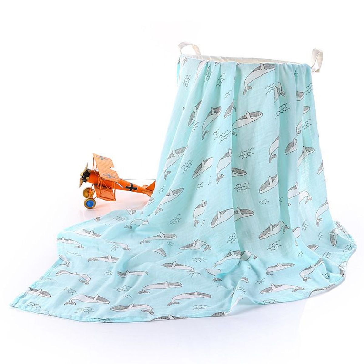 CARER SPARK - Toalla de baño para bebé con estampado de ballena azul 110×120cm