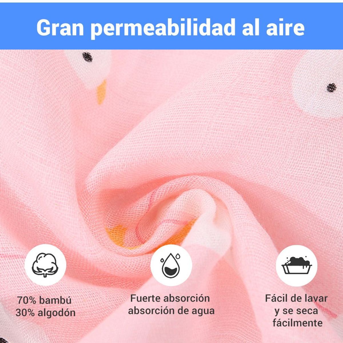 CARER SPARK - Suave Bambú Algodón Bebé Cuerpo Toalla Colchón 110×120cm Beige Gato