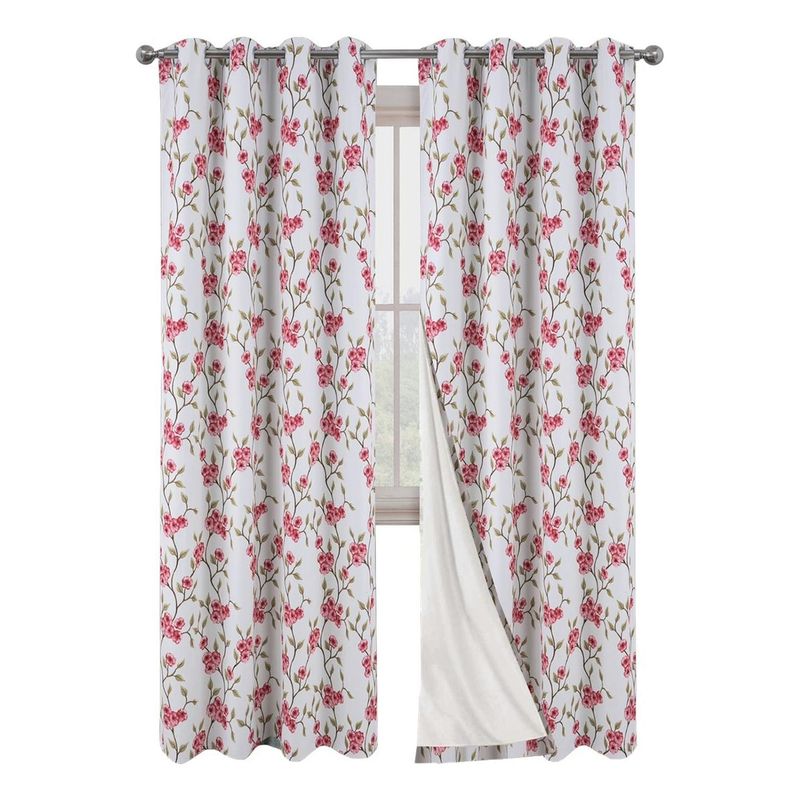 CASATUA - Cortina Blackout Estampada 100% Anti Luz, 2 Paños 140x220 - Beige-