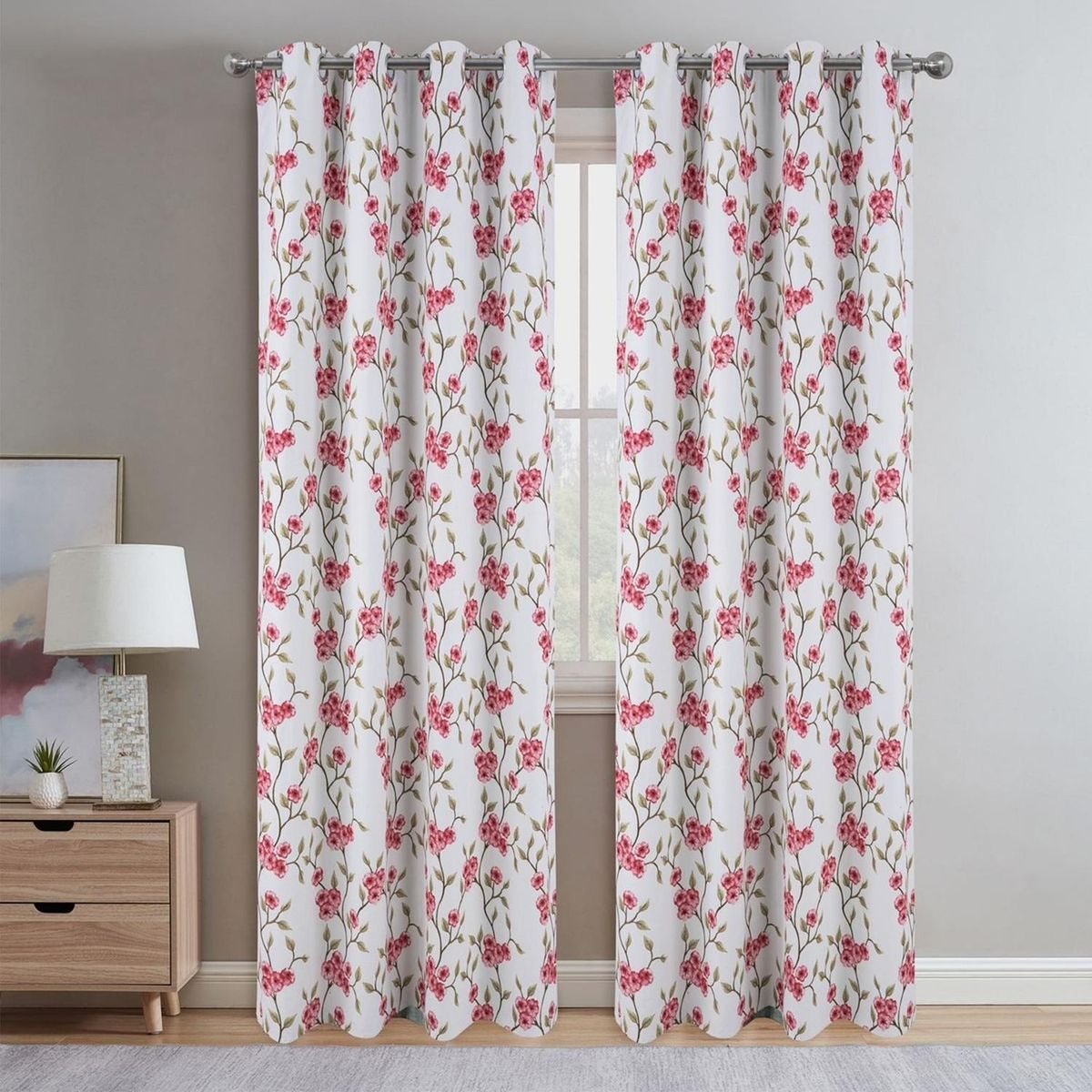 CASATUA - Cortina Blackout Estampada 100% Anti Luz, 2 Paños 140x220 - Beige
