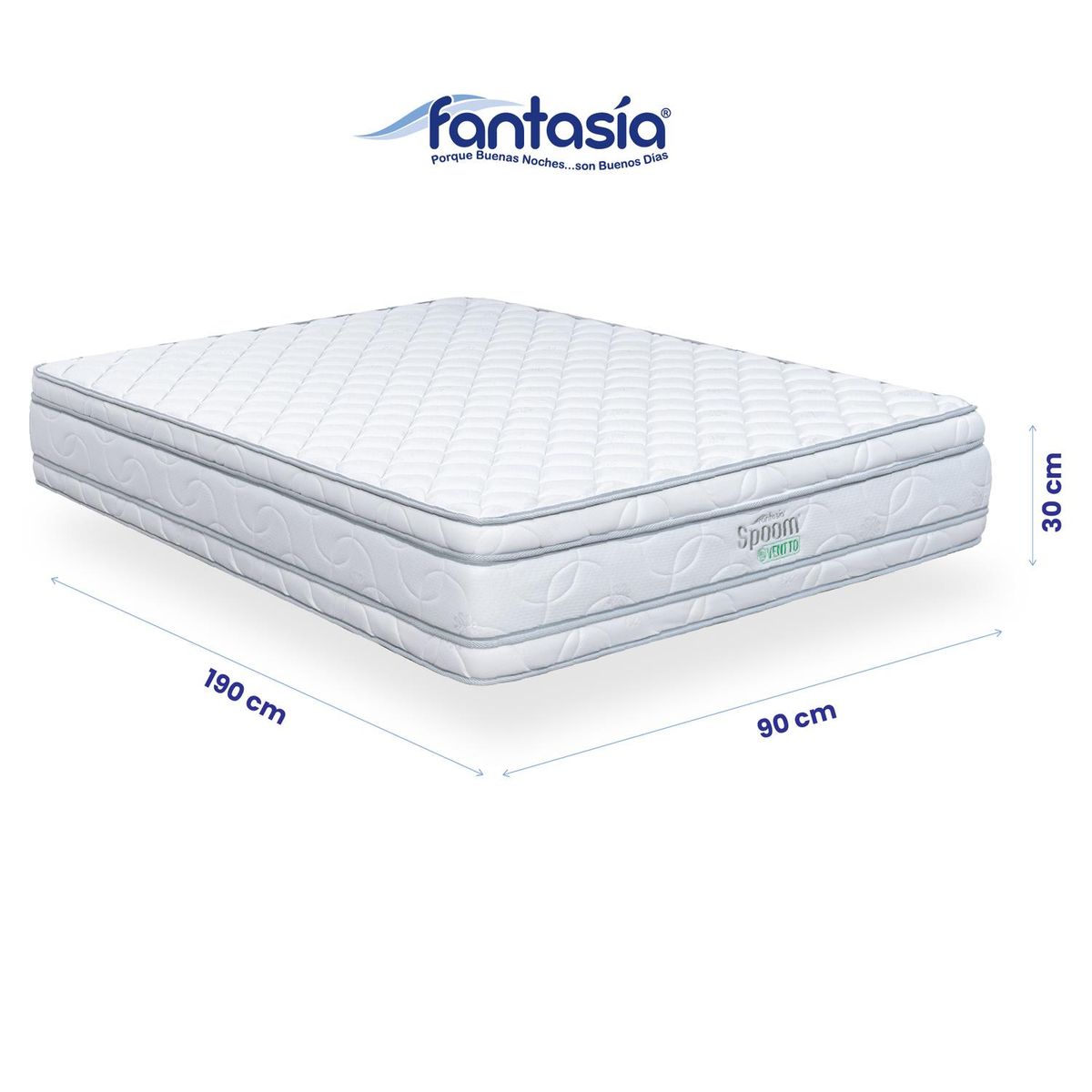 COLCHONES FANTASIA - Colchón Sencillo Firmeza Alta Doble Pillow Spoom Ventto Ne