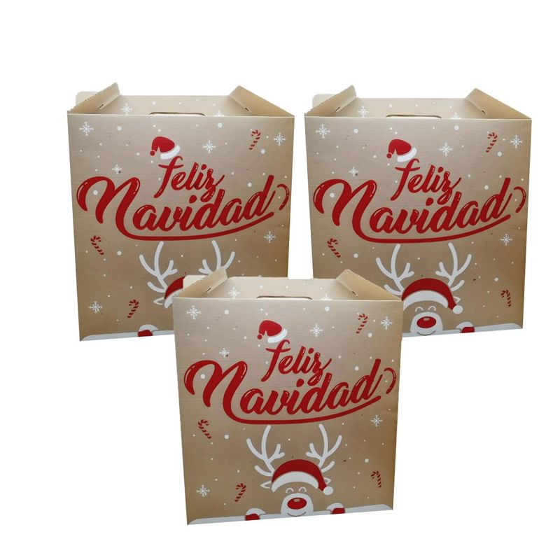 GENERICO - Caja Estuche Regalo Anchetas Tipo Lonchera Navidad Grande X3.