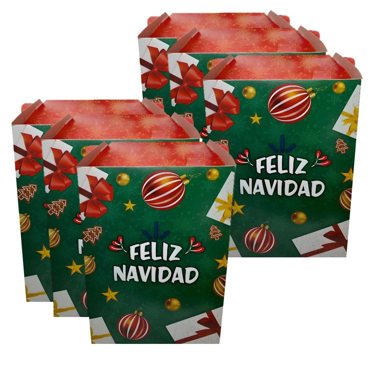 GENERICO - Caja Estuche Regalo Anchetas Lonchera Colores Navidad X 6 U.