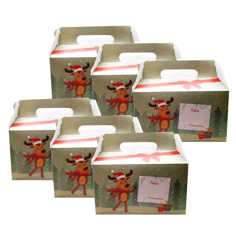 GENERICO - Caja Estuche Regalo Anchetas Lonchera Motivos Navidad X 6 U.