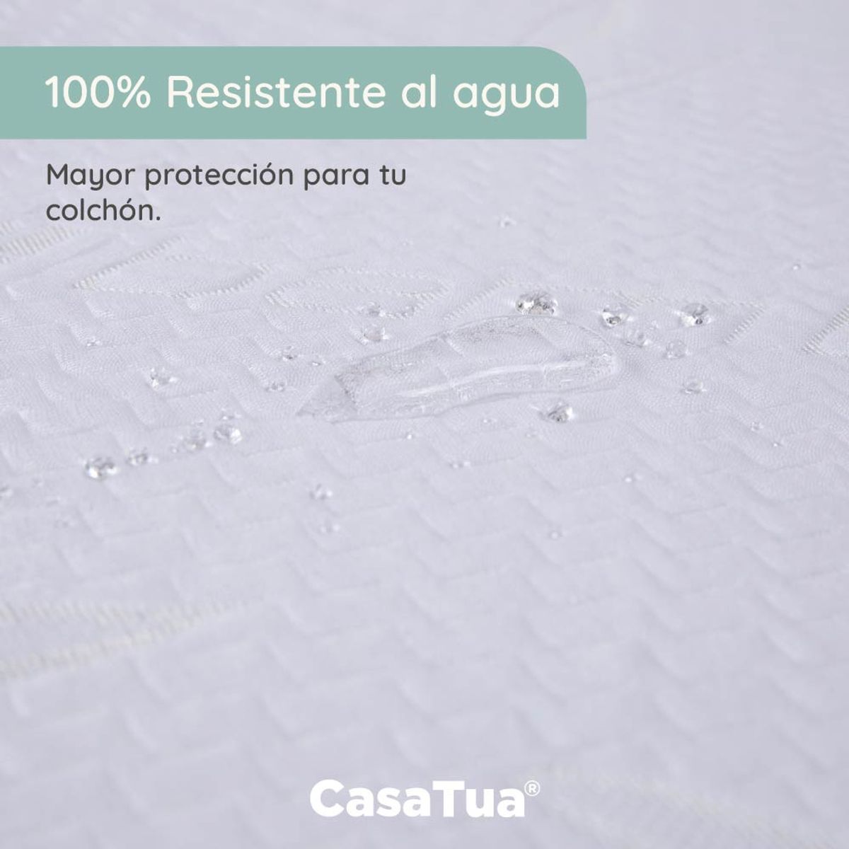 CASATUA - Cubre Colchon Protector Impermeable Bambu - Blanco - Sencillo