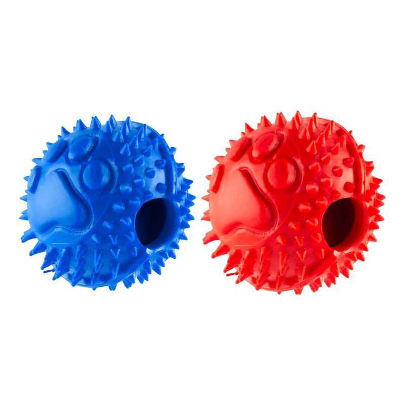 ENERGY PLUS - 2 Pelotas Anti-Sarro Dispensador Perros Pequeños Azul y Rojo
