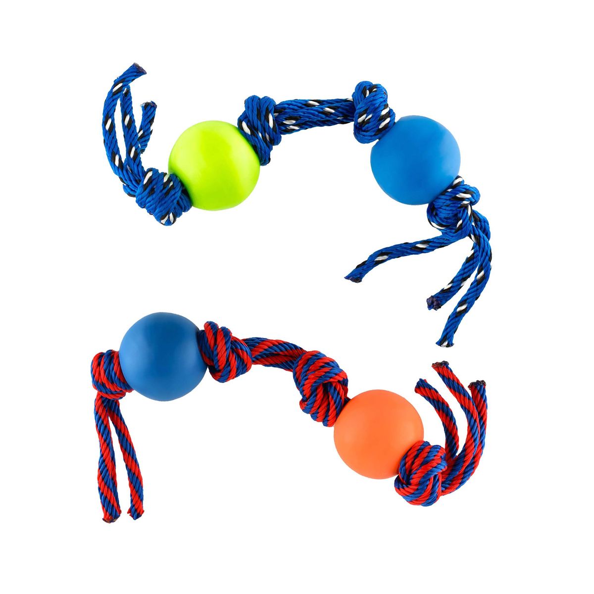 ENERGY PLUS - 2 Juguetes Cuerda Perros pequeños Naranja Verde